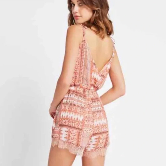 BCBGeneration Floral Pink Lace Romper - Picture 2 of 7